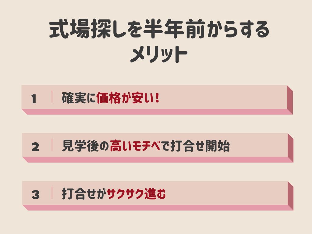 結婚式場を半年前から探すメリット