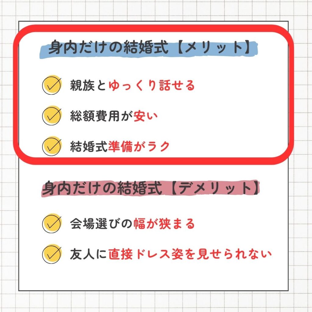 結婚式を身内だけでするメリット